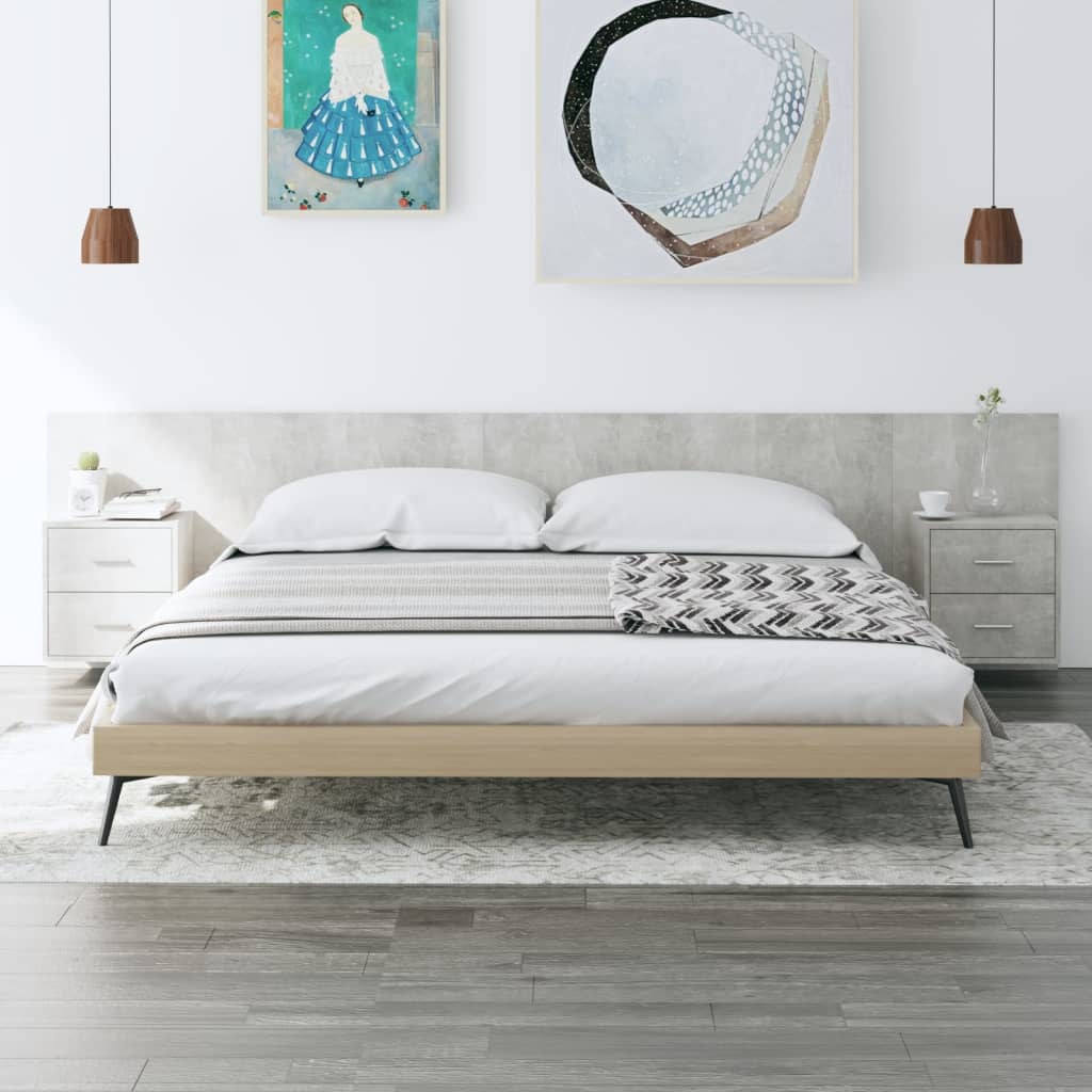 Tête de lit avec armoires Gris béton Bois d'ingénierie - XIOS
