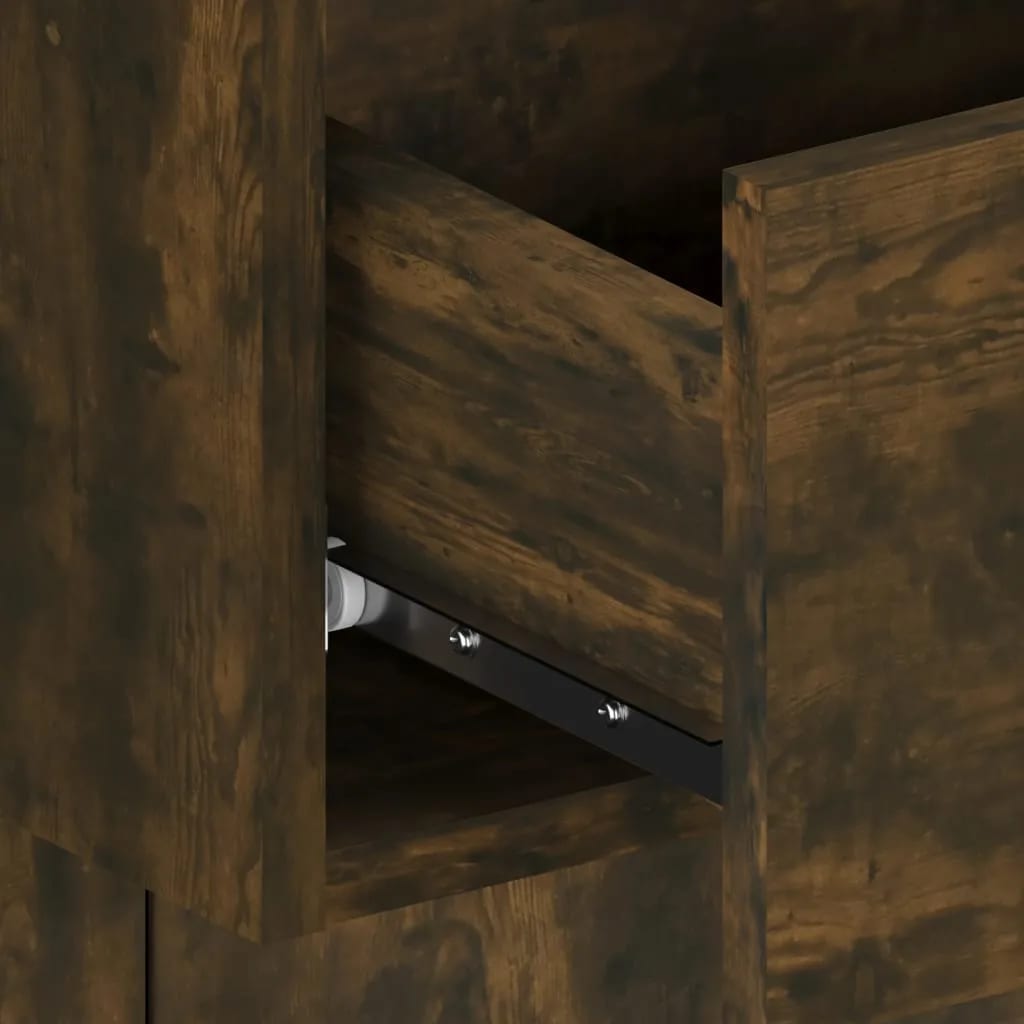 Tête de lit avec armoires Chêne fumé Bois d'ingénierie - XIOS