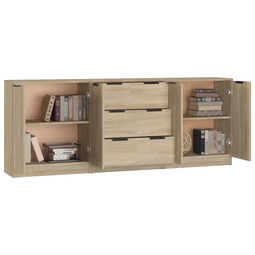 Buffets 3 pcs Chêne sonoma Bois d'ingénierie - XIOS