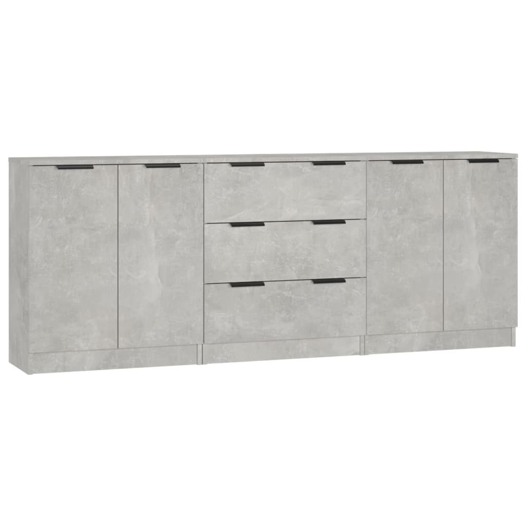 Buffets 3 pcs gris béton bois d'ingénierie - XIOS
