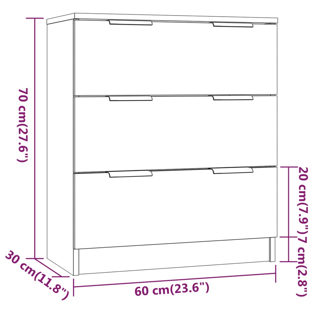 Buffets 3 pcs Sonoma gris Bois d'ingénierie - XIOS