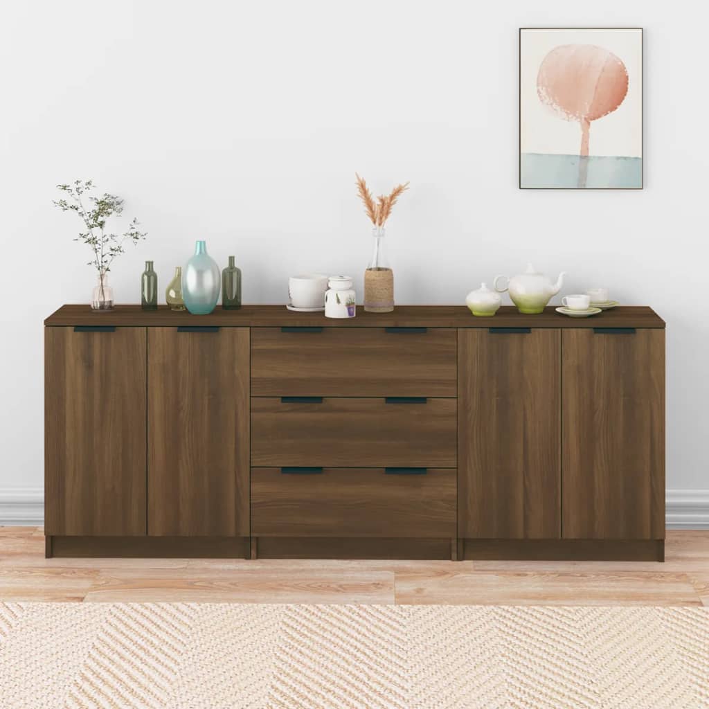Buffets 3 pcs Chêne marron Bois d'ingénierie - XIOS