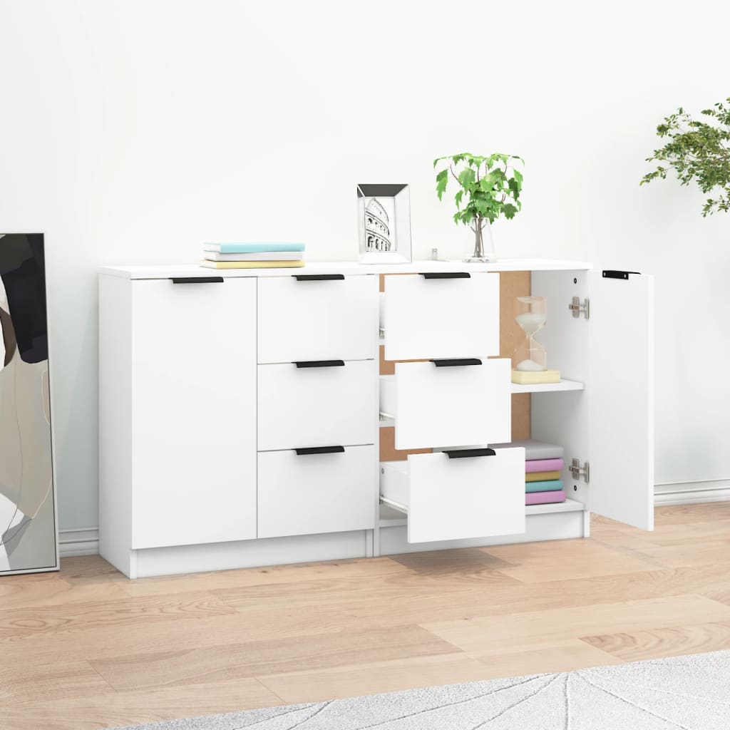 Buffets 2 pcs blanc 60x30x70 cm Bois d'ingénierie - XIOS