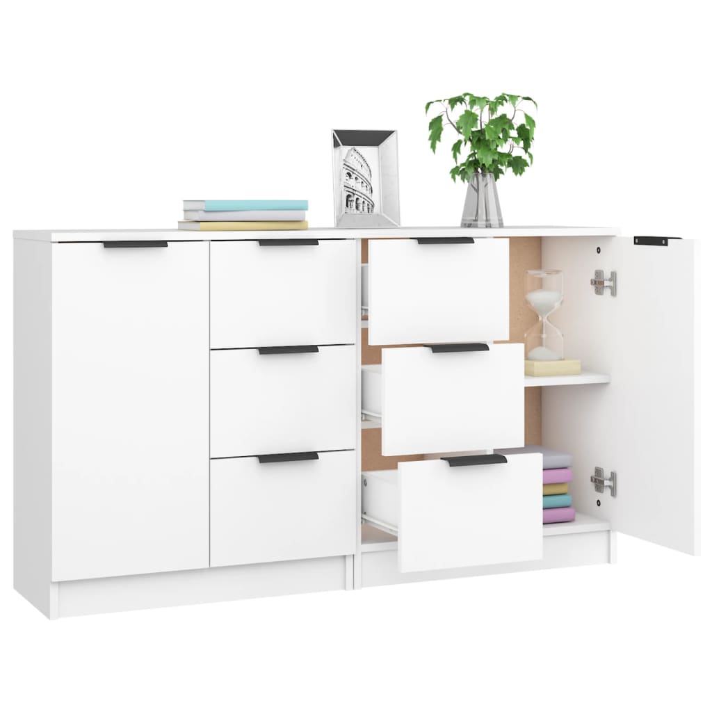 Buffets 2 pcs blanc 60x30x70 cm Bois d'ingénierie - XIOS