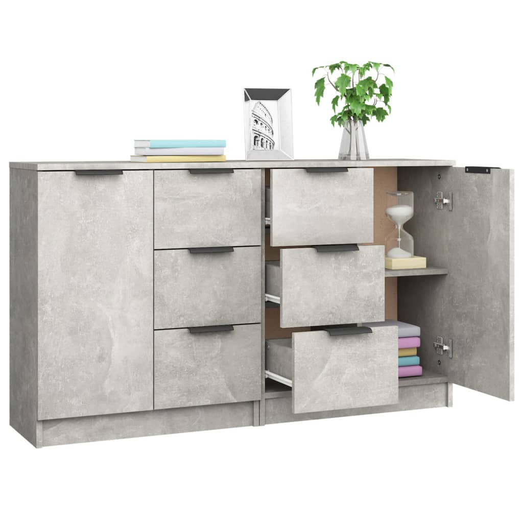 Buffets 2 pcs Gris béton 60x30x70 cm Bois d'ingénierie - XIOS