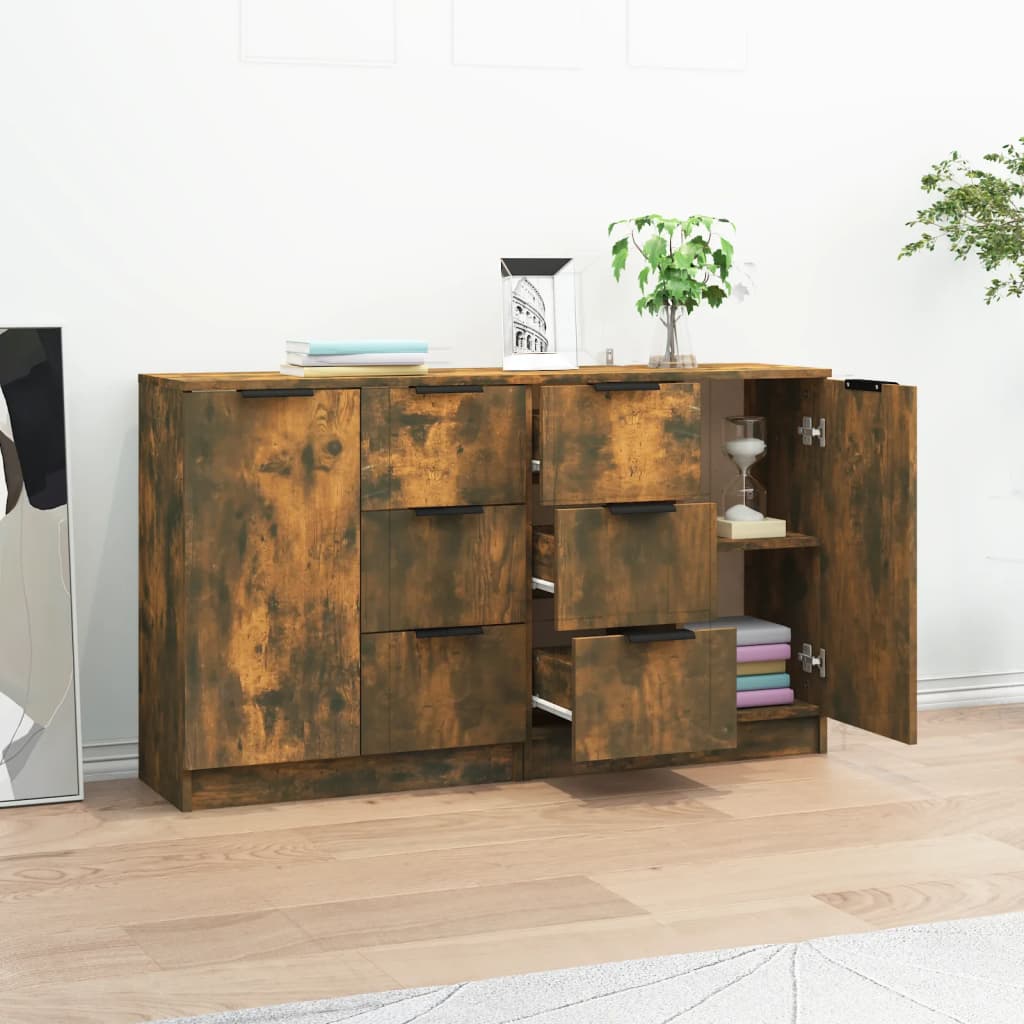 Buffets 2 pcs Chêne fumé 60x30x70 cm Bois d'ingénierie - XIOS