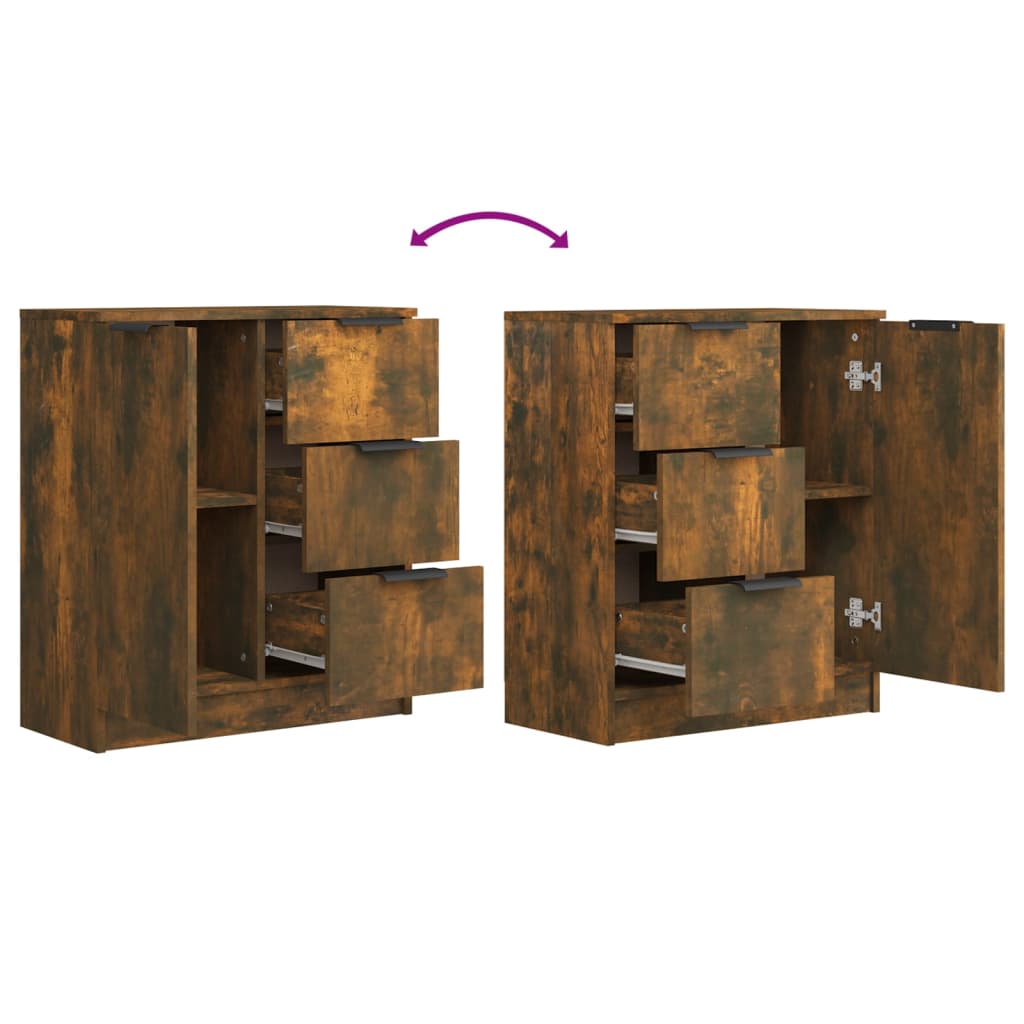 Buffets 2 pcs Chêne fumé 60x30x70 cm Bois d'ingénierie - XIOS