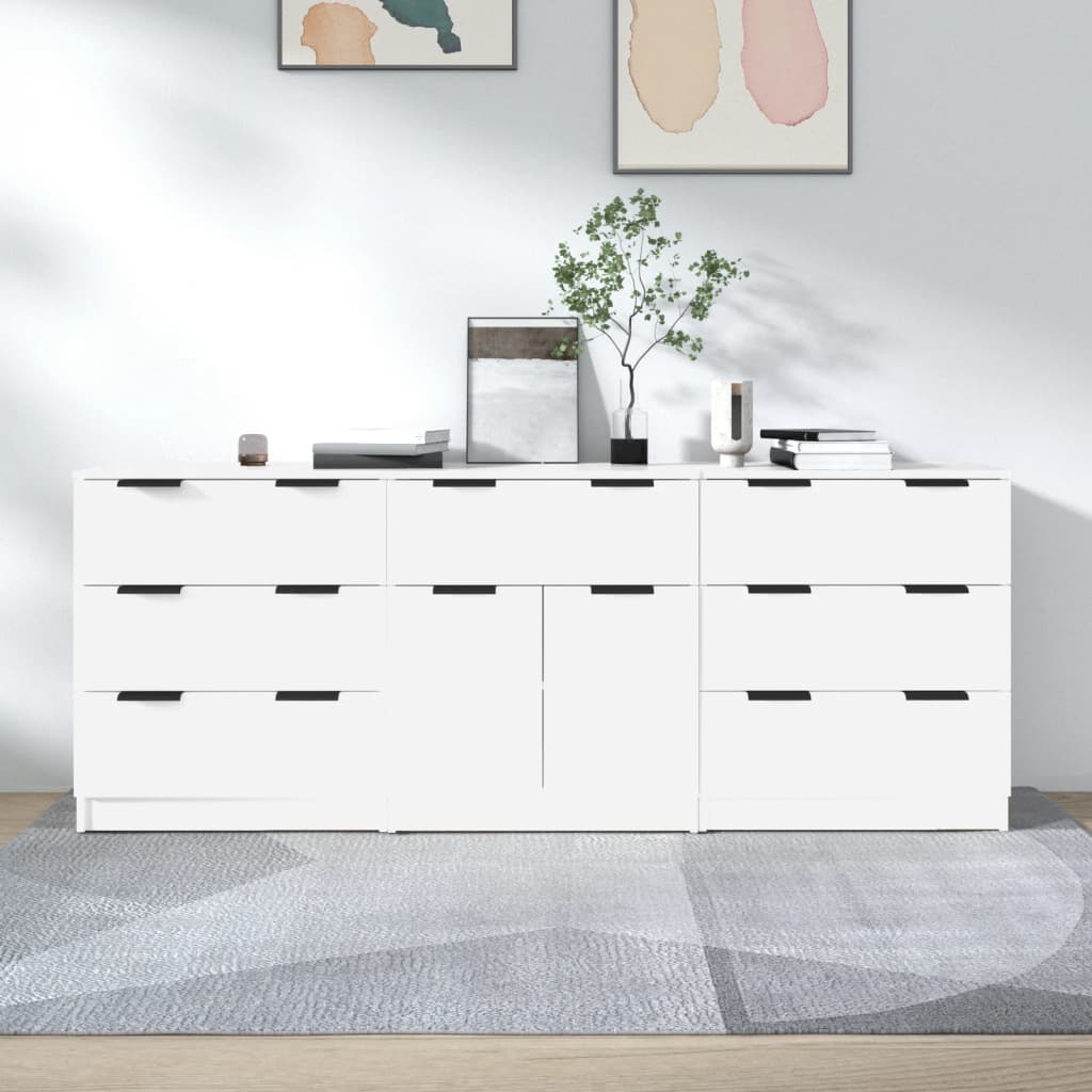 Buffets 3 pcs Blanc Bois d'ingénierie - XIOS