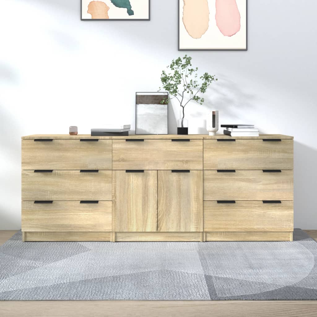 Buffets 3 pcs Chêne sonoma Bois d'ingénierie - XIOS