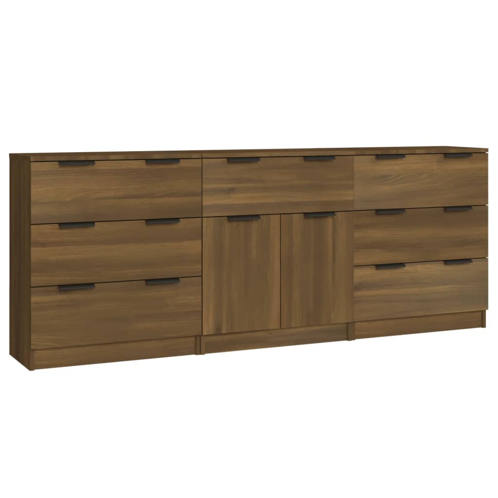 Buffets 3 pcs Chêne marron Bois d'ingénierie - XIOS