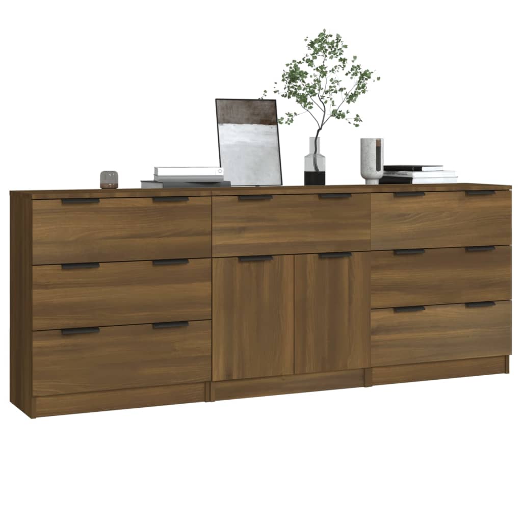 Buffets 3 pcs Chêne marron Bois d'ingénierie - XIOS