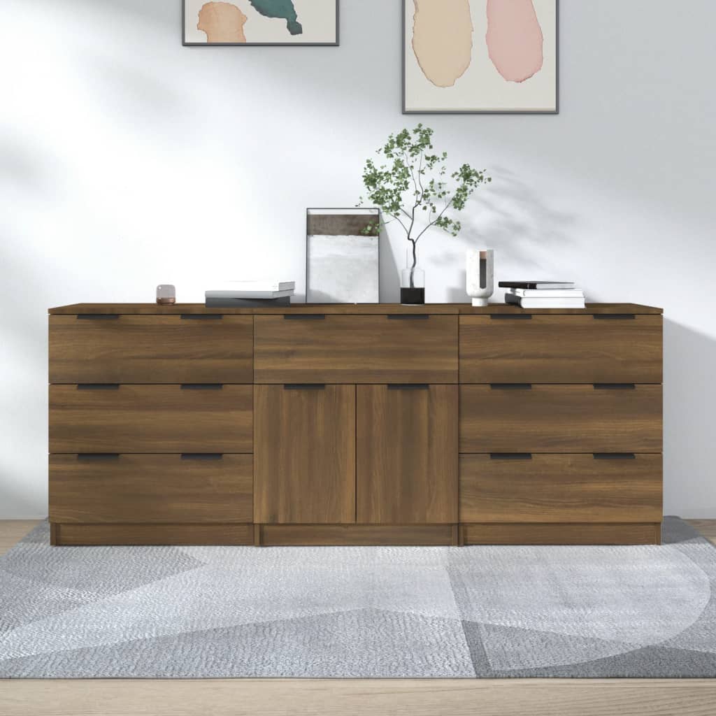 Buffets 3 pcs Chêne marron Bois d'ingénierie - XIOS