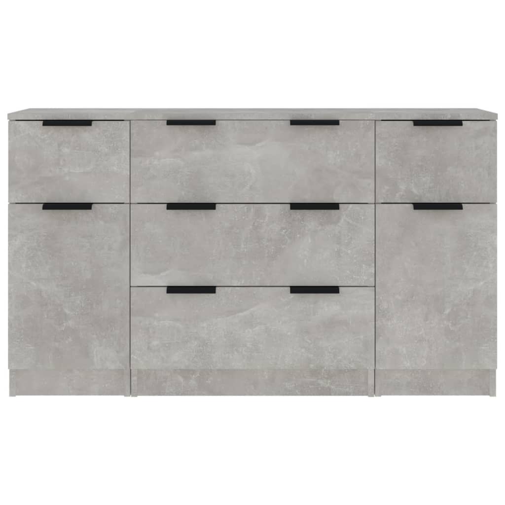 Ensemble de buffets 3 pcs Gris béton Bois d'ingénierie - XIOS