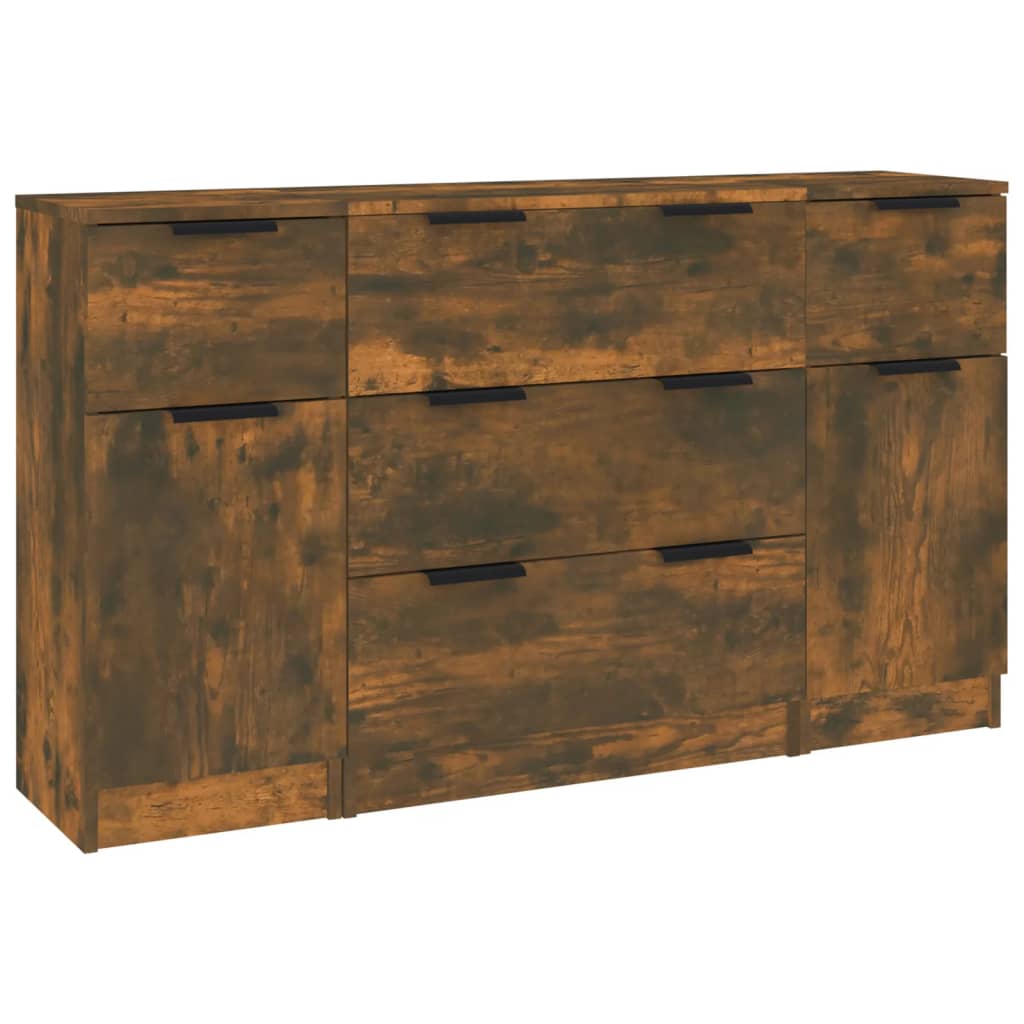Ensemble de buffets 3 pcs chêne fumé bois d'ingénierie - XIOS