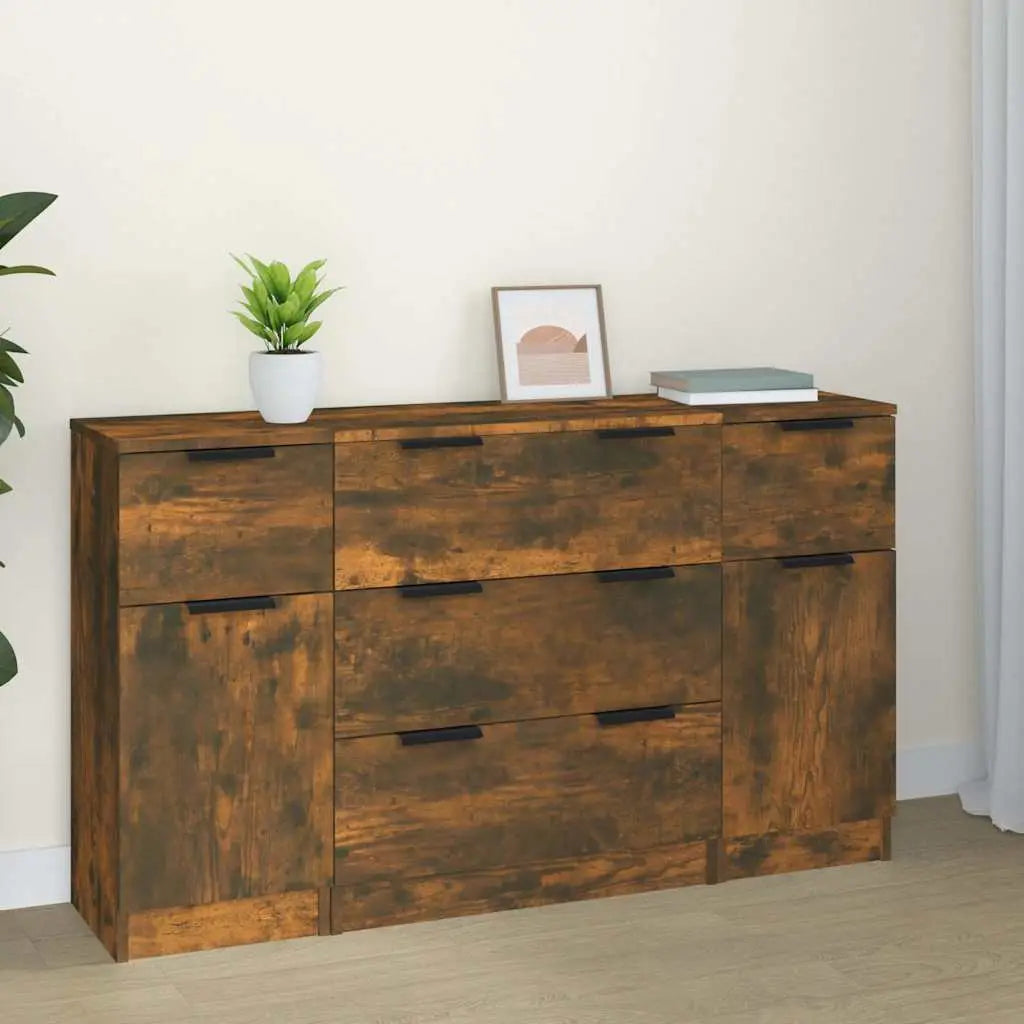 Ensemble de buffets 3 pcs chêne fumé bois d’ingénierie - XIOS