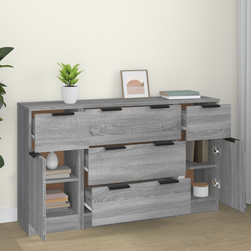 Ensemble de buffets 3 pcs Sonoma gris Bois d'ingénierie - XIOS