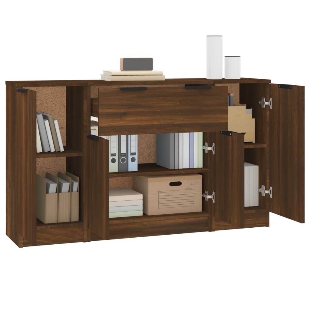 Buffets 3 pcs Chêne marron Bois d'ingénierie - XIOS