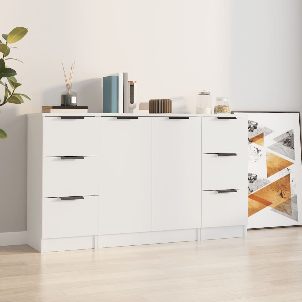 Buffets 3 pcs Blanc Bois d'ingénierie - XIOS