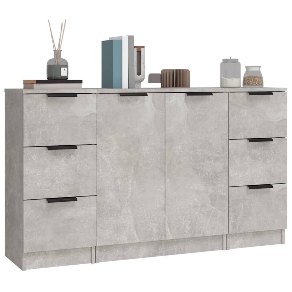 Buffets 3 pcs gris béton bois d'ingénierie - XIOS