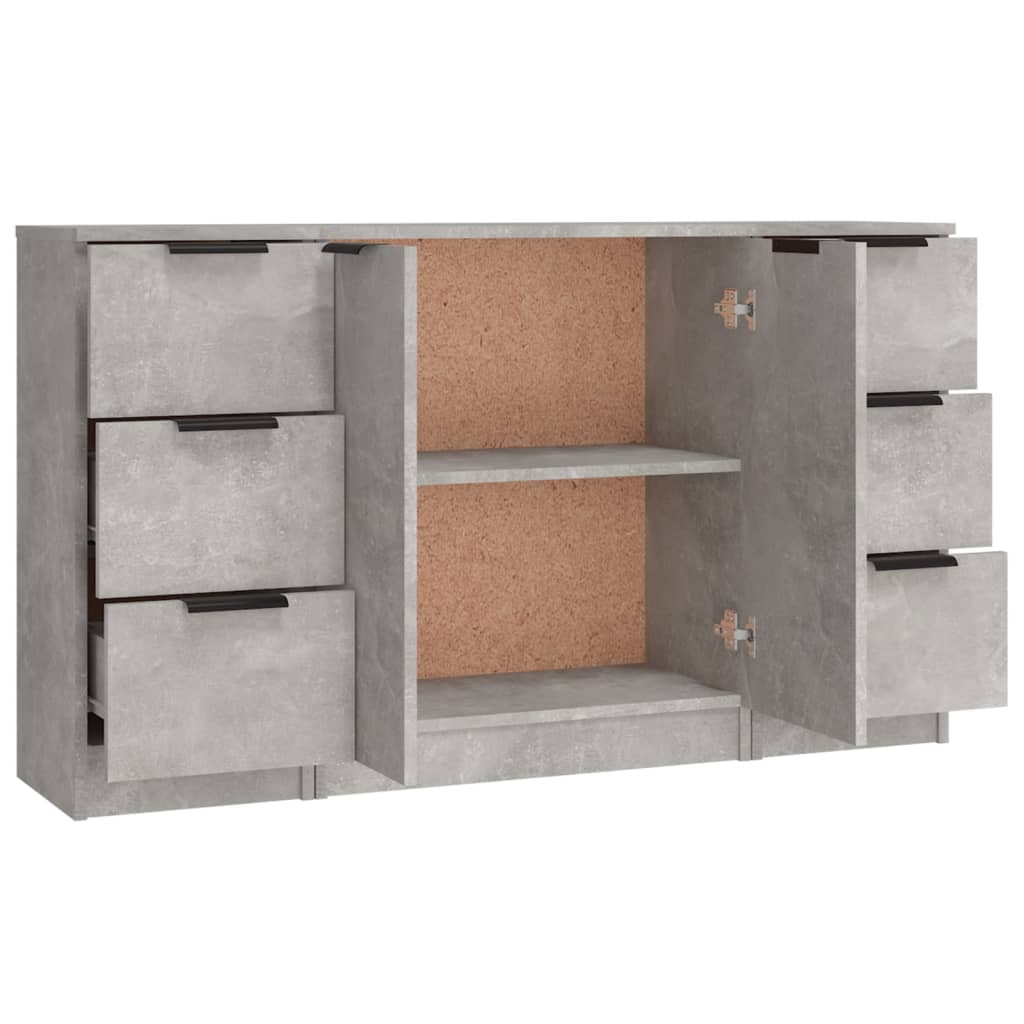 Buffets 3 pcs gris béton bois d'ingénierie - XIOS