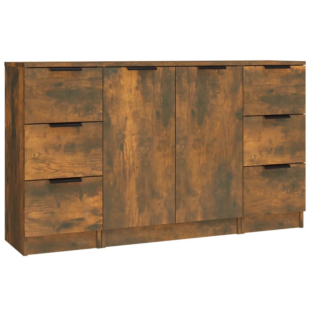Buffets 3 pcs Chêne fumé Bois d'ingénierie - XIOS