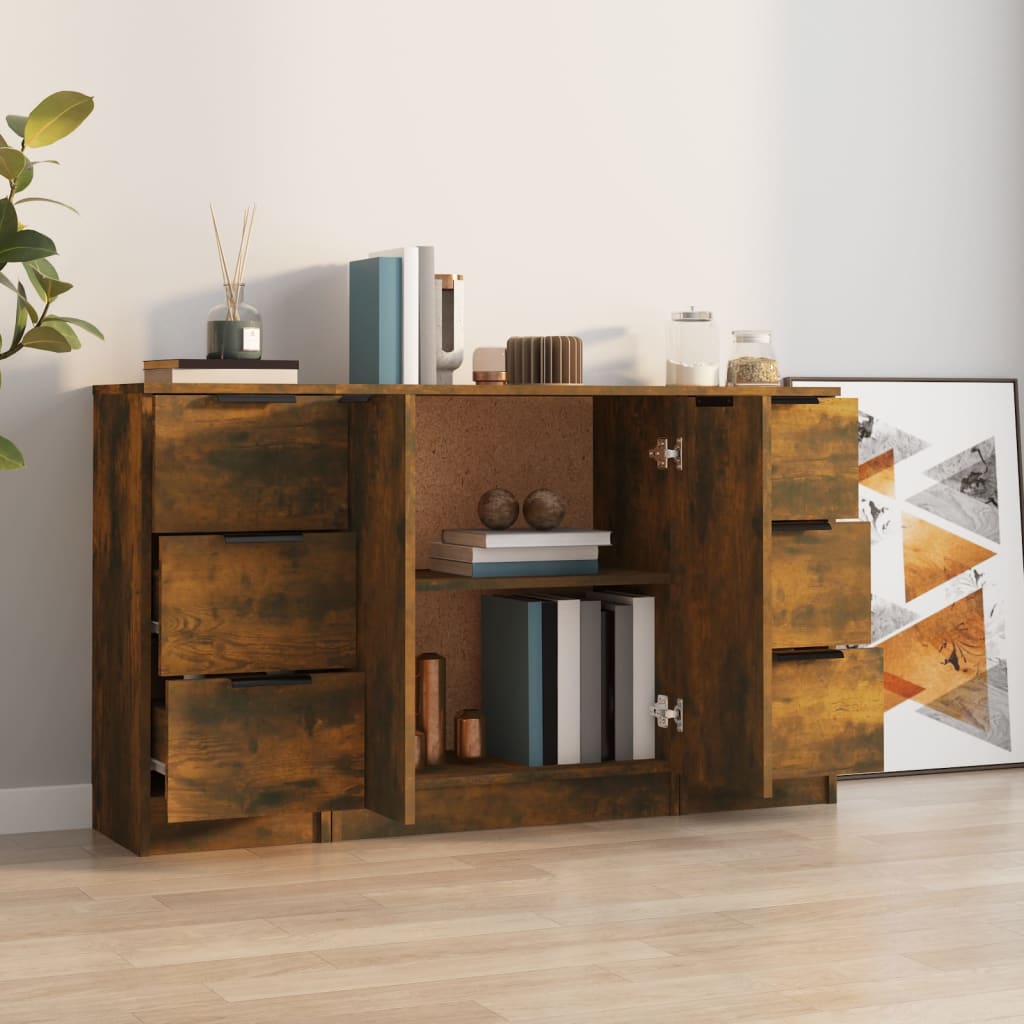 Buffets 3 pcs Chêne fumé Bois d'ingénierie - XIOS