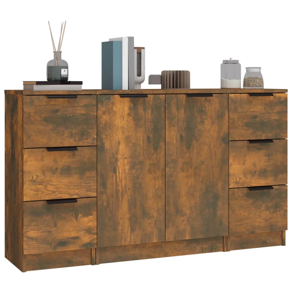 Buffets 3 pcs Chêne fumé Bois d'ingénierie - XIOS