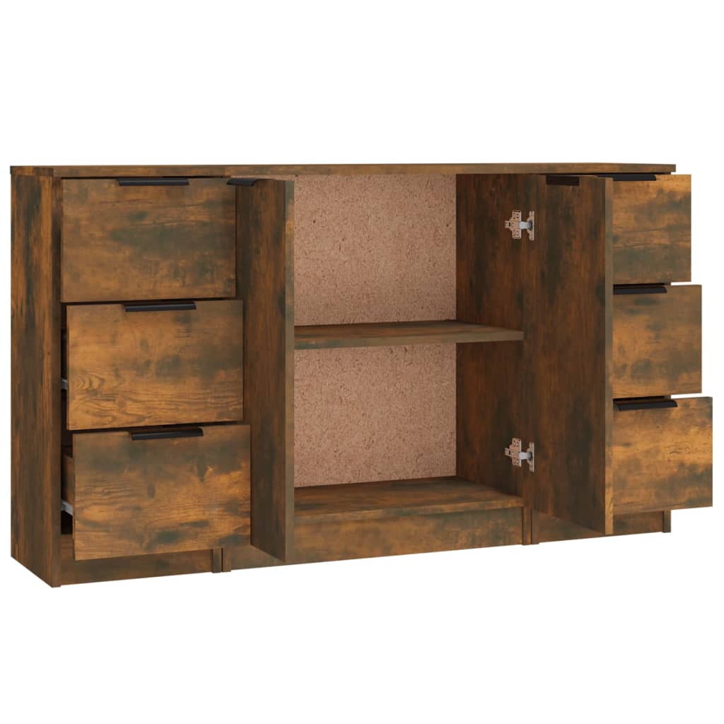 Buffets 3 pcs Chêne fumé Bois d'ingénierie - XIOS