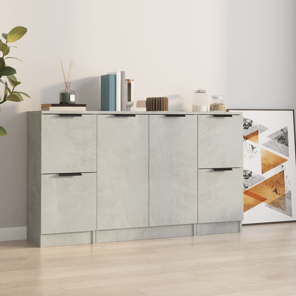 Buffets 3 pcs gris béton bois d'ingénierie - XIOS