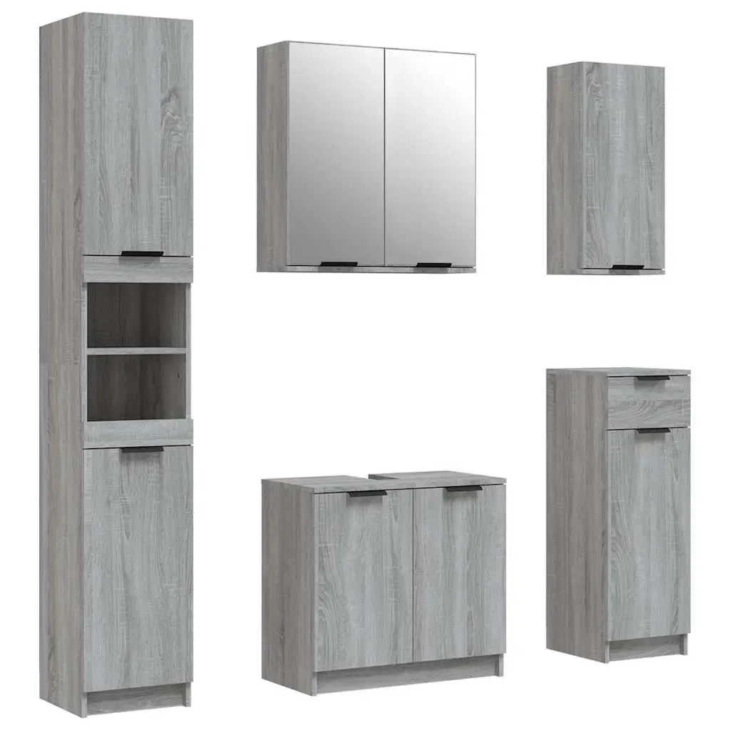 Meubles de salle de bain 5 pcs Sonoma gris Bois d’ingénierie - XIOS