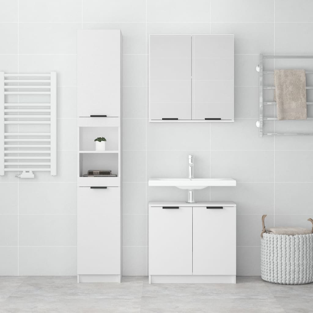 Ensemble d'armoires salle de bain 3 pcs blanc bois d'ingénierie