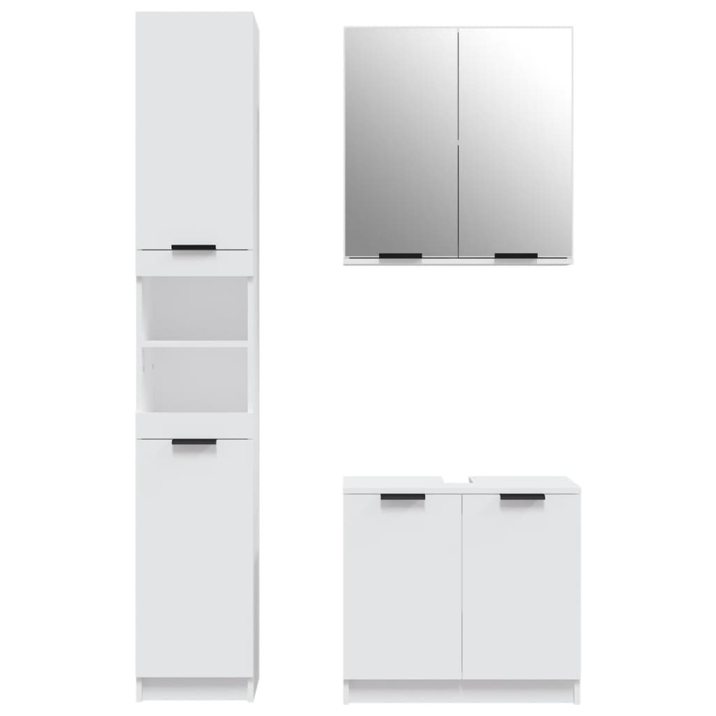 Ensemble d'armoires salle de bain 3 pcs blanc bois d'ingénierie