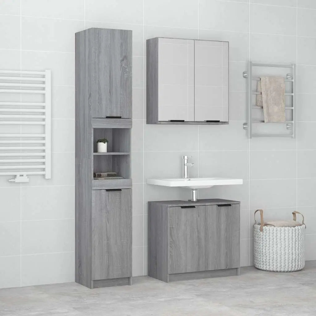 Ensemble d’armoires de salle de bain 3 pcs sonoma gris - XIOS
