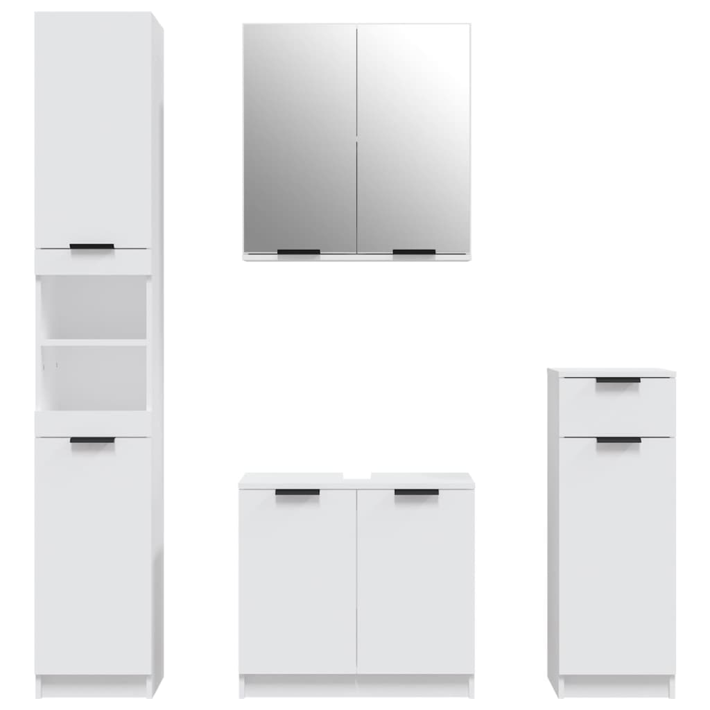 Meubles de salle de bain 4 pcs Blanc Bois d'ingénierie