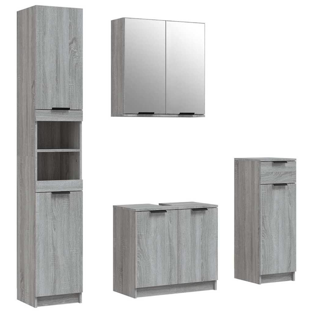 Ensemble d'armoires de salle de bain 4 pcs sonoma gris
