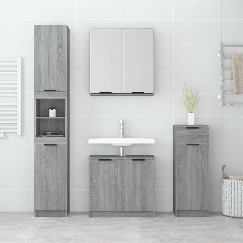 Ensemble d'armoires de salle de bain 4 pcs sonoma gris