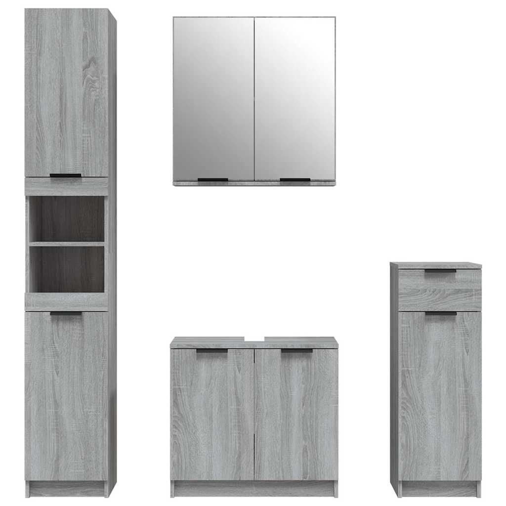 Ensemble d'armoires de salle de bain 4 pcs sonoma gris