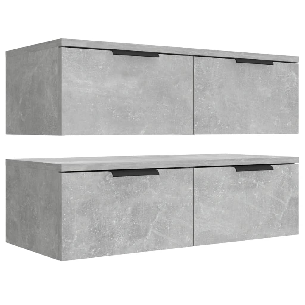 Armoires murales 2 pcs Gris béton 68x30x20 cm Bois d'ingénierie - XIOS