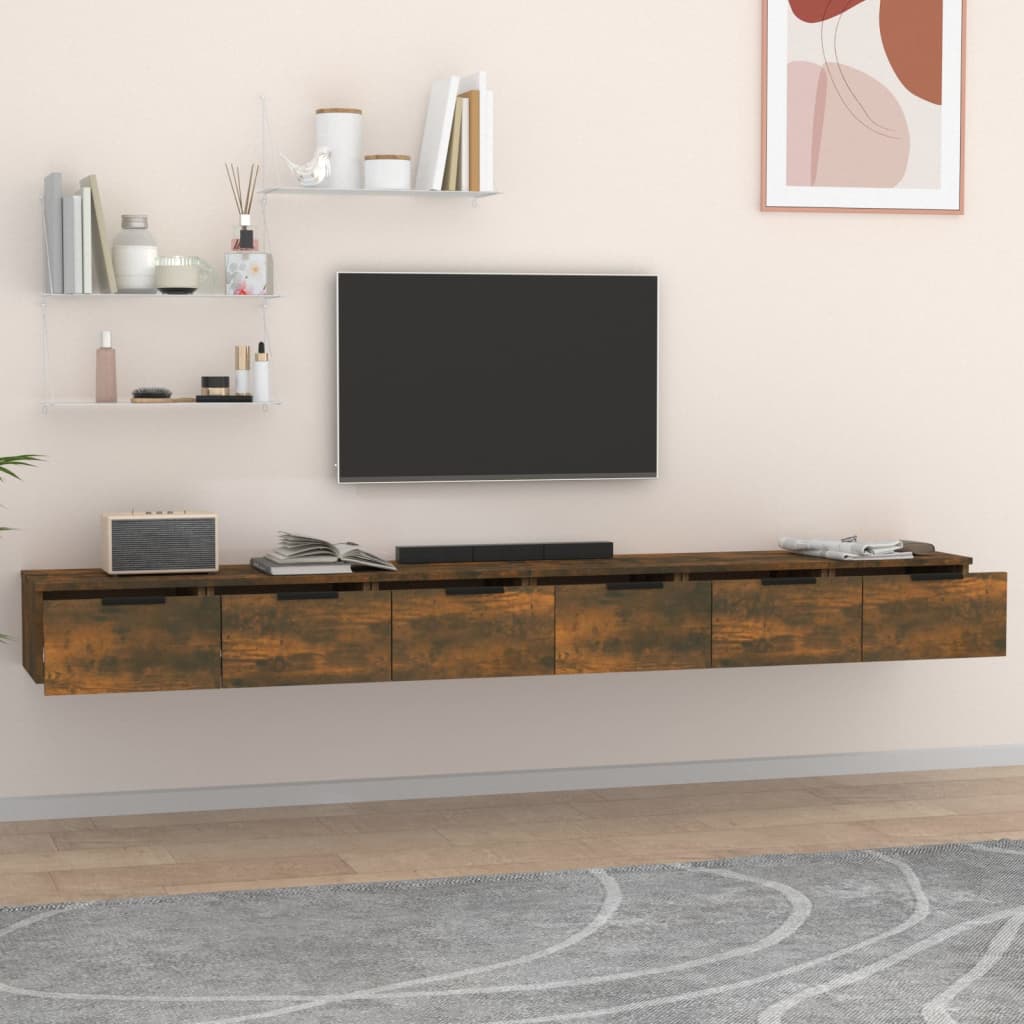 Armoires murales 2pcs Chêne fumé 102x30x20 cm Bois d'ingénierie - XIOS