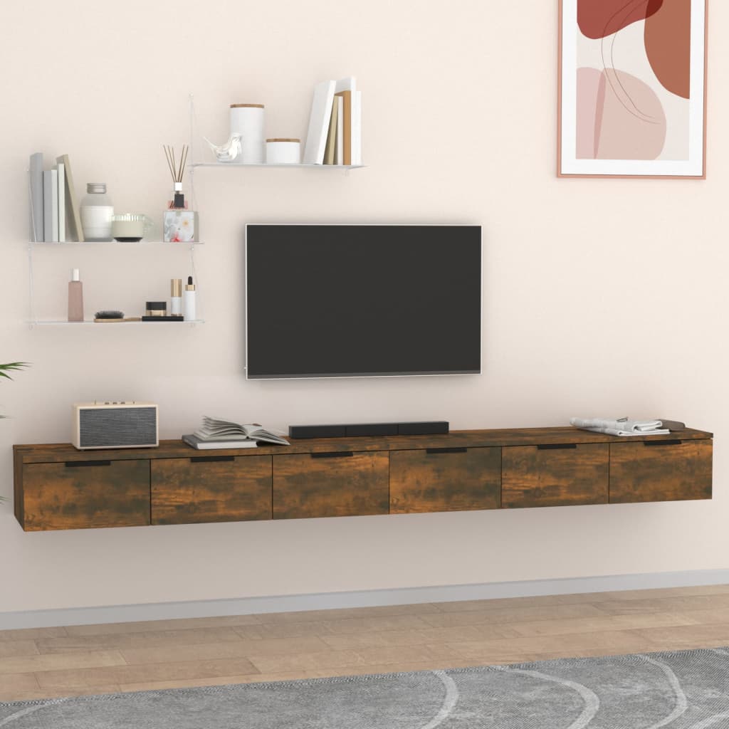 Armoires murales 2pcs Chêne fumé 102x30x20 cm Bois d'ingénierie - XIOS