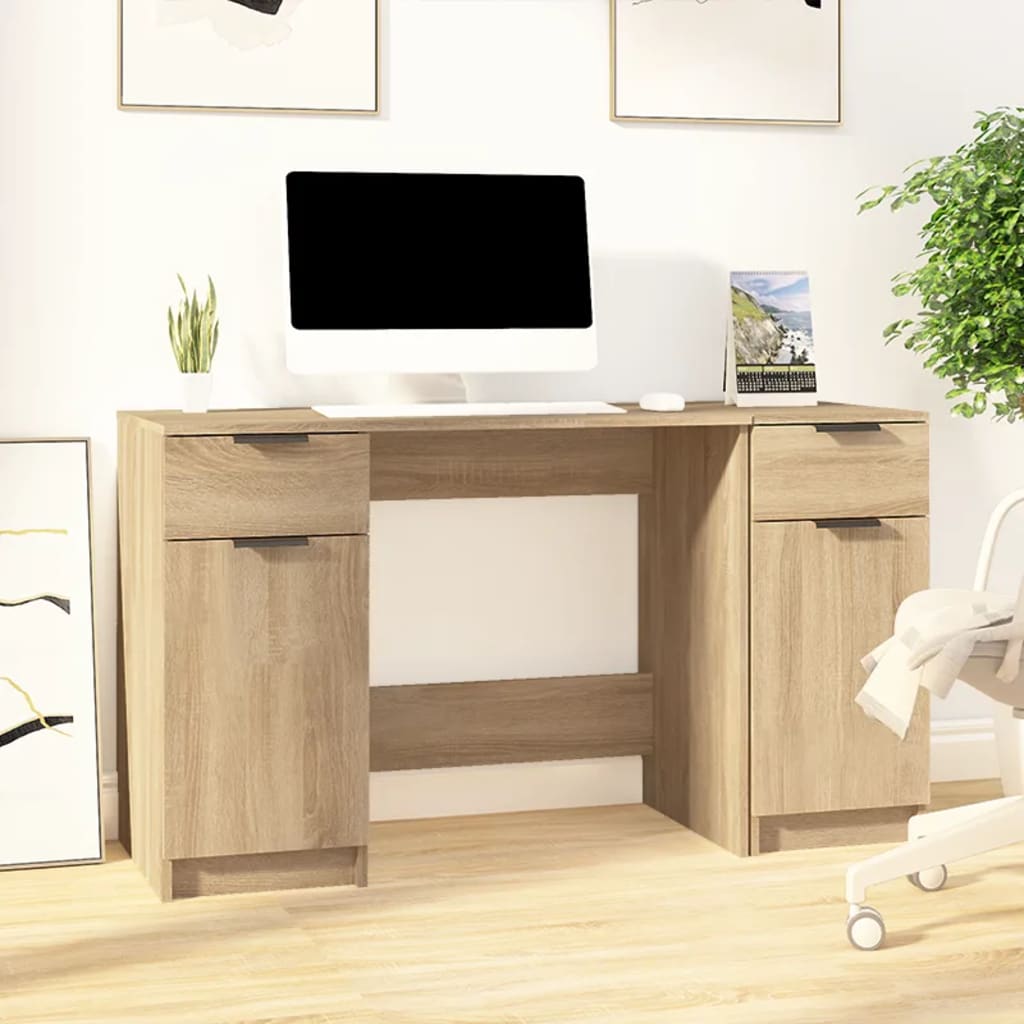 Bureau avec armoire latérale Chêne sonoma Bois d'ingénierie Bureaux vidaXL