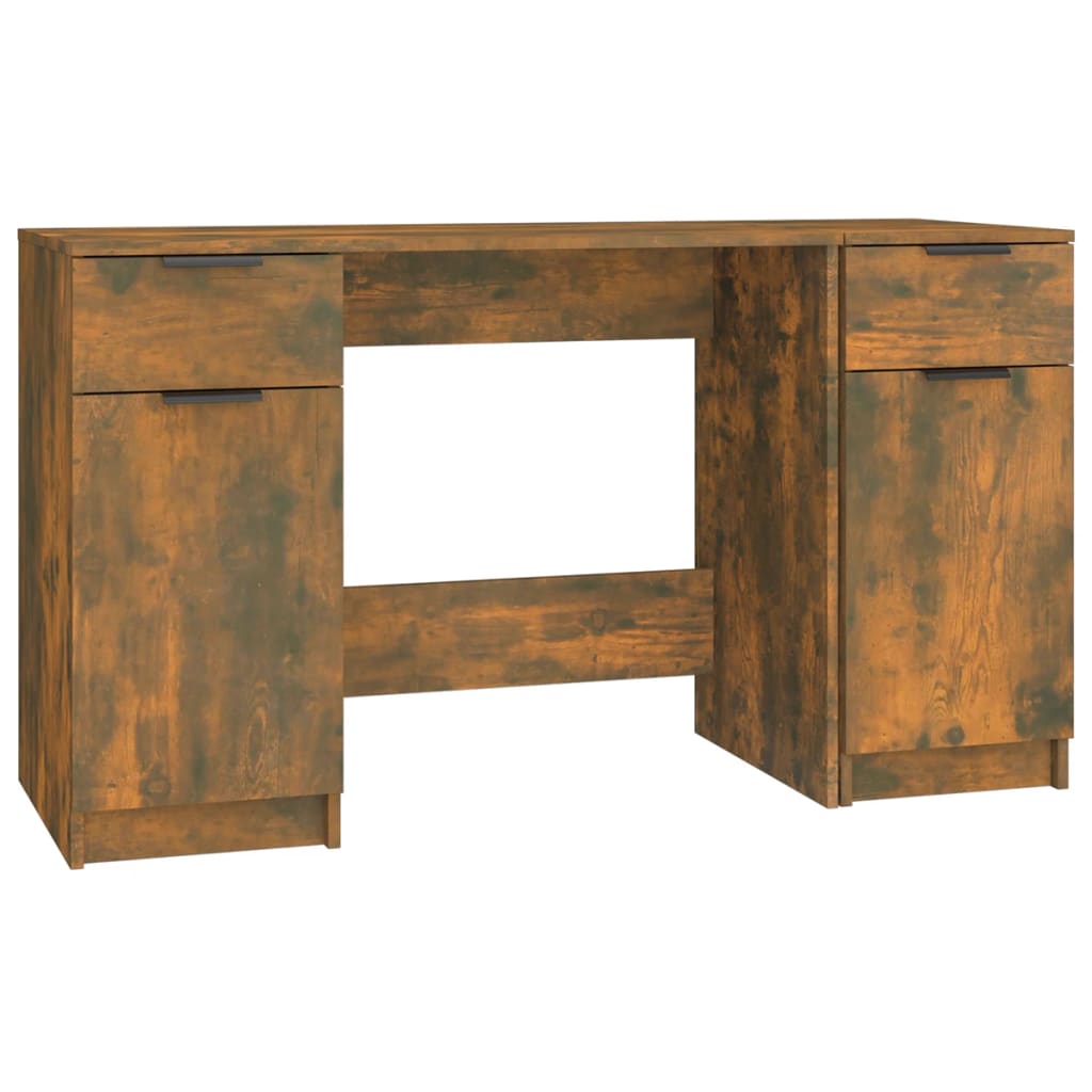 Bureau avec armoire latérale Chêne fumé Bois d'ingénierie Bureaux vidaXL   