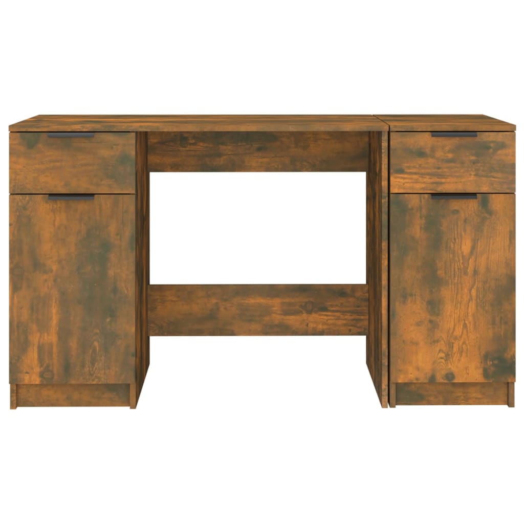 Bureau avec armoire latérale Chêne fumé Bois d'ingénierie Bureaux vidaXL   