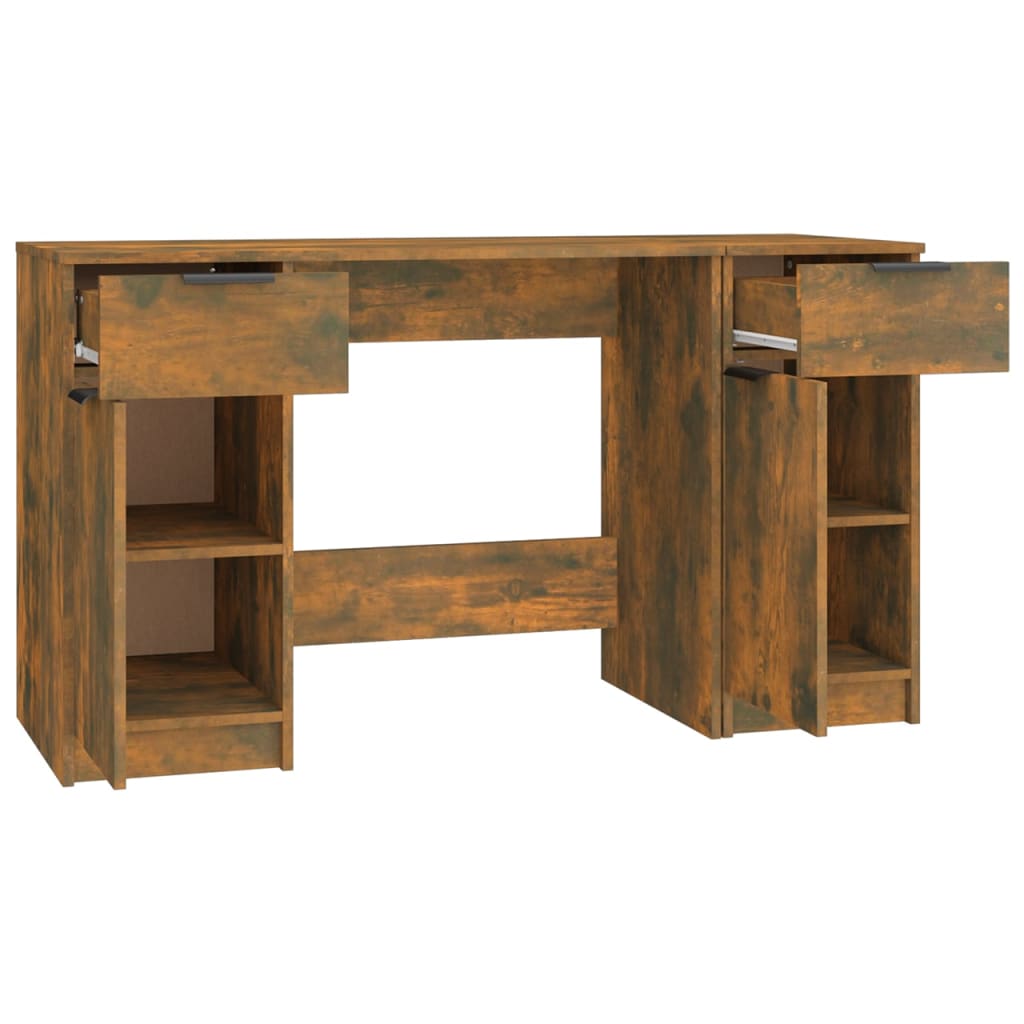 Bureau avec armoire latérale Chêne fumé Bois d'ingénierie Bureaux vidaXL   