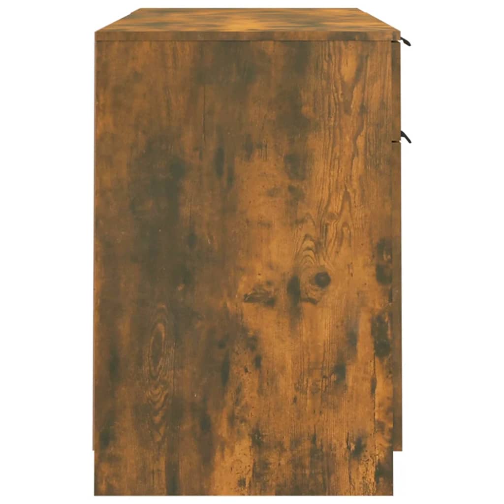 Bureau avec armoire latérale Chêne fumé Bois d'ingénierie Bureaux vidaXL   
