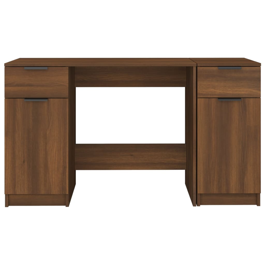 Bureau avec armoire latérale Chêne marron Bois d'ingénierie Bureaux vidaXL   