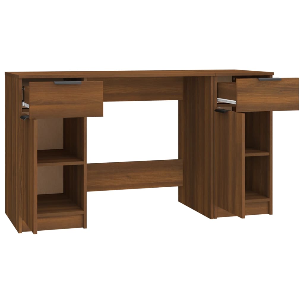 Bureau avec armoire latérale Chêne marron Bois d'ingénierie Bureaux vidaXL   