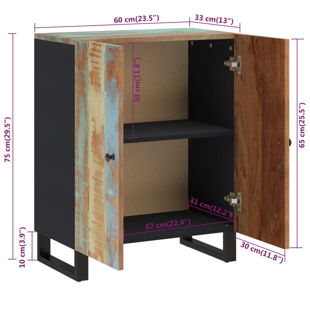 Buffet 60x33x75 cm Bois massif de récupération