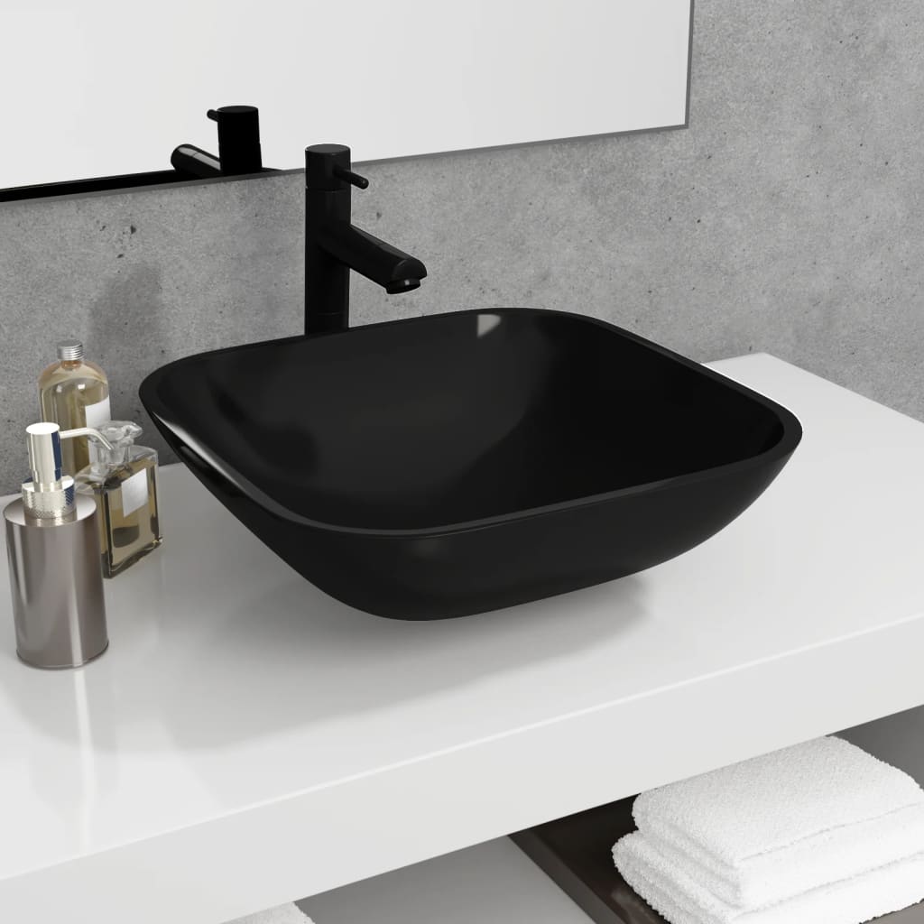 Lavabo Verre 42x42x14 cm Noir Lavabos vidaXL