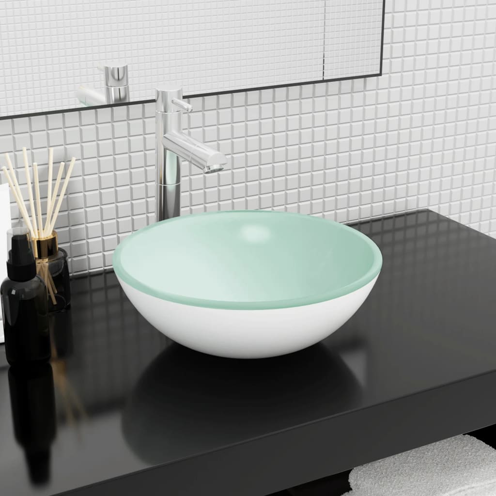 Lavabo Verre trempé 35x12 cm Blanc Lavabos vidaXL